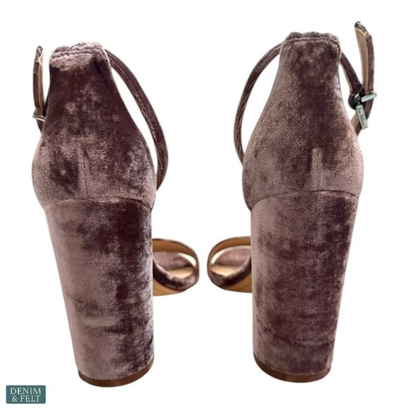 Sam Edelman Velvet Yaro Block Heels Taupe Brown Ankle Strap Dress Sandal 7 - Picture 4 of 9